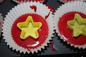 Unbaked cakes with molds