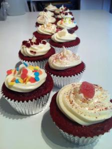 birthday cupcakes - red velvet and vanilla icing birthday cupcakes - red velvet and vanilla icing